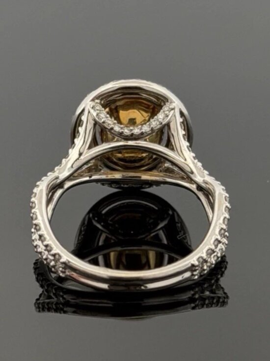 Fancy Light Yellow Diamond Ring Halo - 244 For Sale on 1stDibs 18K White & Yellow Gold Fancy Light Yellow Diamond Ring 2.51ct Oval 0.78ctw Halo